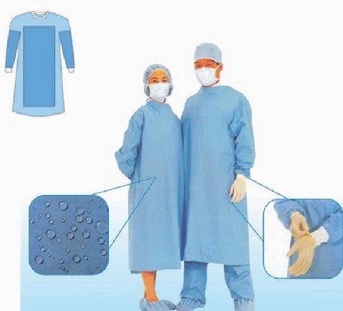 Disposable Full Sleeve Blue Plain Non-sterile Surgical Gown For Hospital, Clinic