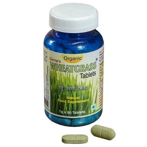 Herbal Wheat Grass Tablets Bottle For Medicine Use With 12 Months Shelf Life