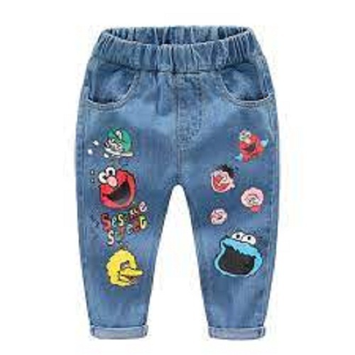 Kids Jeans - Denim Sizes XS-XL | Blue Slim Fit Breathable Lightweight Printed Triple Stitches Strong Fasteners Zippers