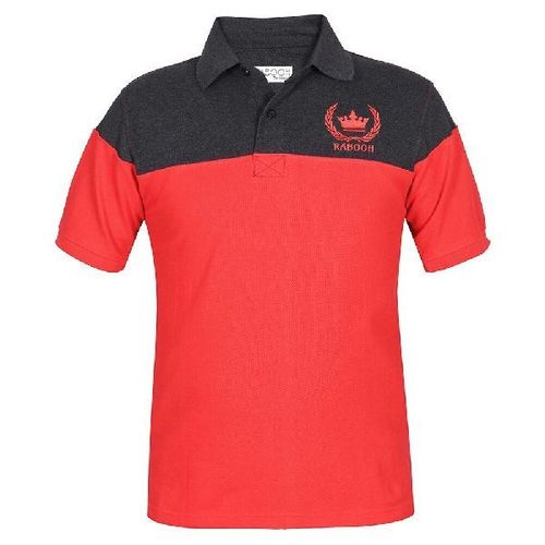 Mens Red And Black Polo-Neck Half Sleeves Plain Cotton Casual T-Shirts Age Group: Adults