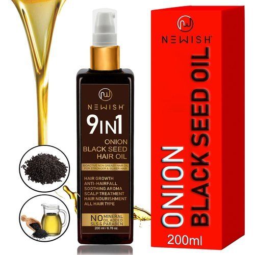 Natural Paraben Free 9 in 1 Newish Onion Black Seed Hair Oil For Hair Growth, 200ml
