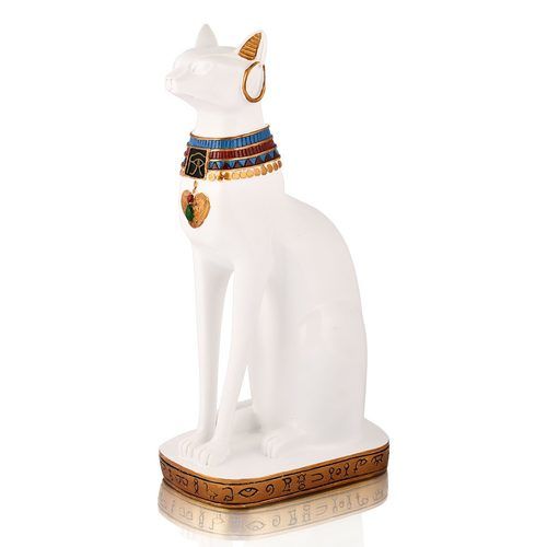 Plain White Ancient Egyptian Cat Sculptures For Decoration In Homes And Offices Size: 14 Inch X 7 Inch X 5 Inch