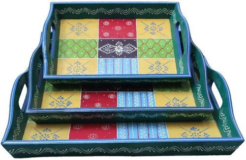 Polished Printed Multicolor Paint Tray Set