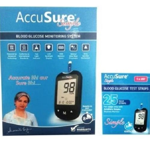 1-50 mmol/L AccuSure Simple Glucometer With 25 Test Strips Glucometer For Hospital