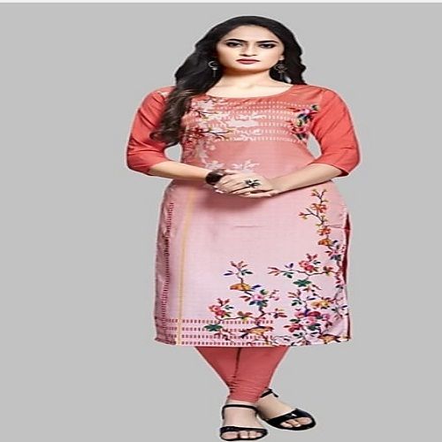 Anti Shrink Easy To Clean Colorfastness Printed Cotton Light Pink Ladies Kurta Decoration Material: Cloths