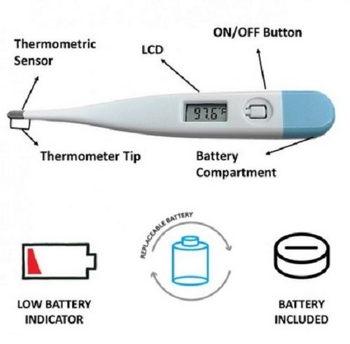 Easy To Use Abeer Digital Thermometer With Rapid Beep Indicator For Hospital, Laboratory, Clinic, Battery Life 200 Hours, Easy to Read Digital Display