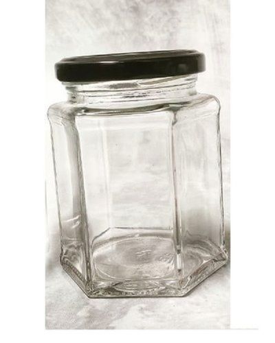 Utensil Sets Leak Proof 190 Ml Clear Transparent Glass Jar With Black Colour Lid