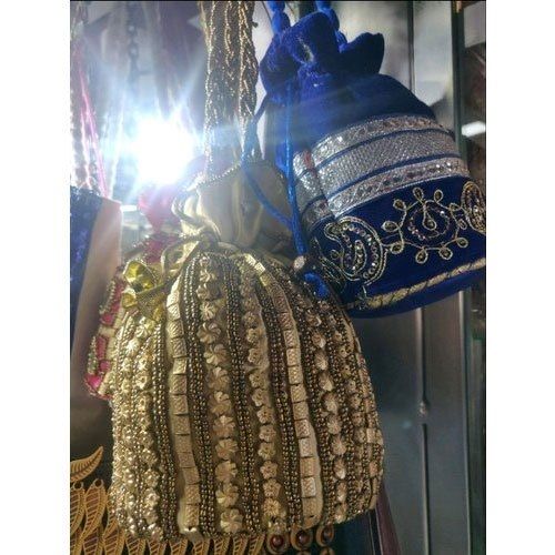 Light Weight And Very Spacious, Handmade Velvet Ladies Embroidered Potli Bag