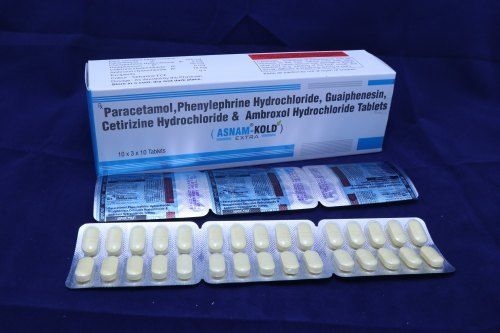 Paracetamol Phenylephrine Gualphenesin Cetrizine Ambroxol Hydrochloride Tablets Cool And Dry Place