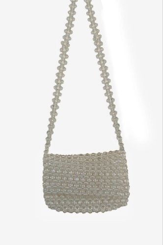 Spacious, Ladies Acrylic Beads Side Bag For Casual Wear With Zipper Closure