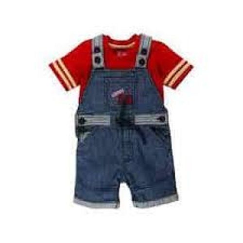 Boy Red Half Sleeves T Shirt And Denim Baba Suit