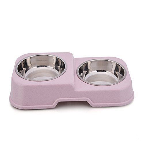 BPA Free Washable Double Container Stainless Steel Pet Cat/Dog Feeding Bowl Set