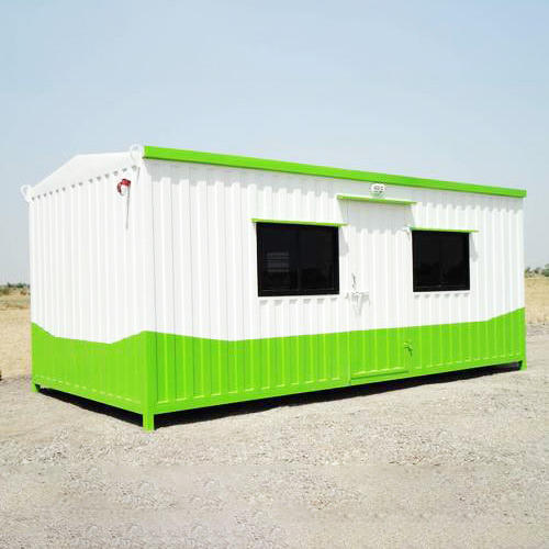 Green Color Coated Mild Steel Two Window Type Rectangular Porta Modular Cabin