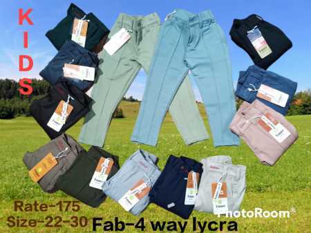 Multiple Highly Comfortable Casual Wear Plain Kids 4 Way Lycra Pant For 2-7  Years Kids at Best Price in Indore
