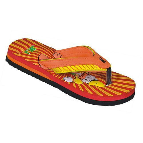 Spring Kids Orange Daily Wear Light Weighted Printed Eva Flip-Flop Slipper 