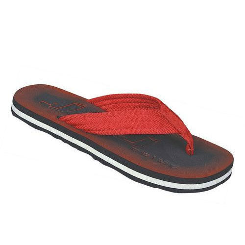 Rubber Mens Flip-Flop Light Weighted Daily Wear Printed Polymer Red Flat Slipper 