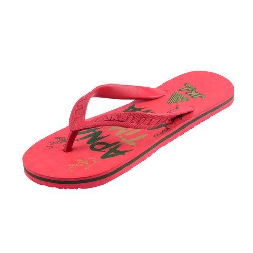 Spring Mens Red Daily Wear Light Weighted Printed Rubber Flat Hawai Slipper 