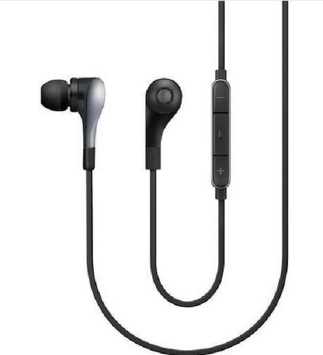 Portable Black Plastic And Rubber Wired Earphone - Rubber Plastic 3.5mm Connector 1.5m Cord With Mic and Call Control