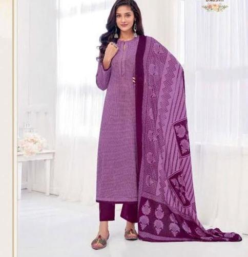 Skin Friendly And Interesting Design Purple Colour Cotton Salwar Suit With Ultra Modern Style