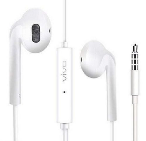 White Vivo Wired Headphone For Mobile, Call Control : Call Answer, Call End, Call Reject Body Material: Rubber And Plastic