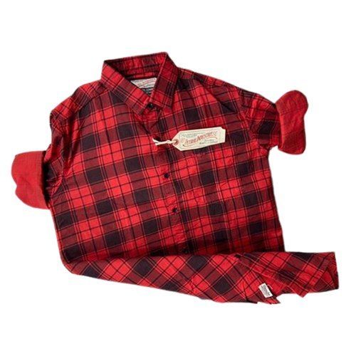 Red 100 % Pure Cotton And Comfortable Mens Party Wear Check Shirt