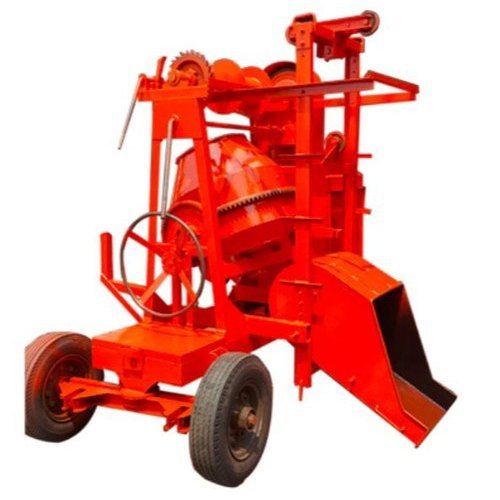Mild Steel Color Coated Four Wheel Type Concrete Mixing Machine - Blue & Yellow Finish, High Work Capacity, Long Working Life, Low Maintenance
