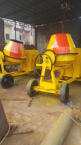 Yellow And Orange Mild Steel Four Wheel Type Concrete Mixer (Drum Capacity 500 Ltr)