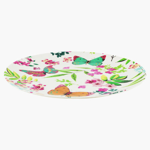 Custom Butterfly Printed Multi Color Eden Bamboo Fiber Dinner Plates Crockery