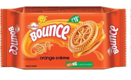 Crispy And Crunchy Sunfeast Bounce Tangy Cream Orange Biscuits