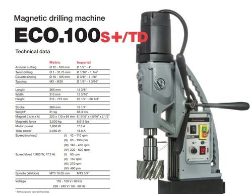 Eco 100 S+td Magnetic Drilling Machine