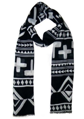 Ladies Lightweighted Skin-Friendly Black And White Abstract Printed Scarves