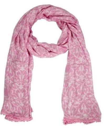Ladies Lightweighted Skin-Friendly Pink And White Printed Casual Scarves