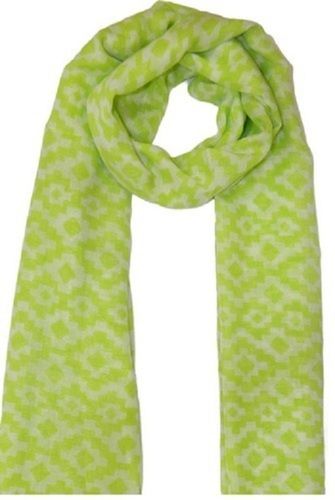 Ladies Skin-Friendly Green And White Glitter Printed Cotton Casual Scarves