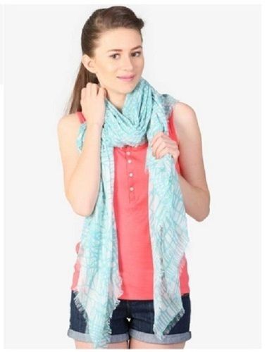 Ladies Sky Blue Breathable And Skin-Friendly Printed Casual Stylish Scarves 