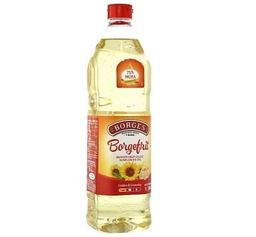 75% Mufa Borgefrit High Mufa Oleic Sunflower Oil, 1L Bottle for Cooking