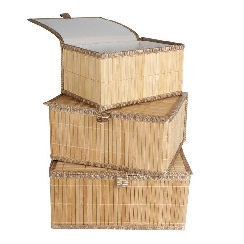 Brown Color Eco-Friendly Rectangular Bamboo Storage Box With Lid