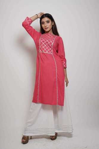 Casual Wear, Full Sleeves, Pink Color, Fancy Designer, Ladies Readymade Suit Chest Size: 34