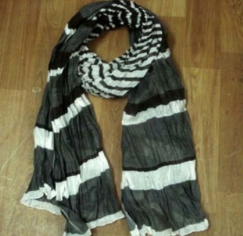 Ladies Black And White Skin-Friendly Pure Cotton Printed Casual Scarves