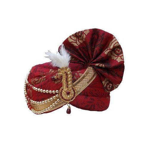 Velvet Mens Wedding Safa - Groom Pagdi - Turban For Marriage - Maroon Red