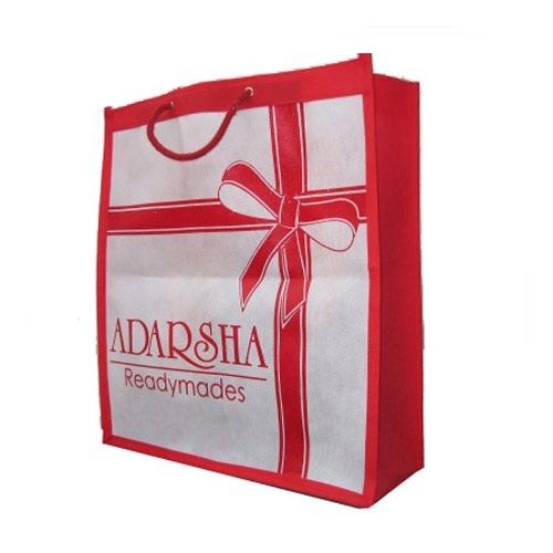 Moisture Proof Red And White Light Weight And Very Spacious Non Woven D Cut Bag For Shopping