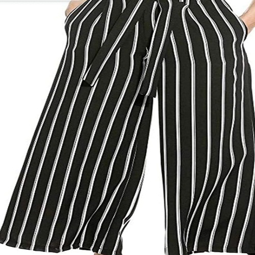 Buy Sky Touch High Waisted Black  White Striped Polycotton Plazzo Trouser  Pants for Girls Blue 1213 Years at Amazonin