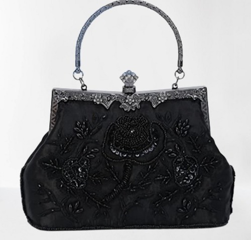 Black Color Tanpell 1920S Vintage Flapper Clutch Bags For Women Design: Normal