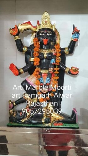 Black Marble Mahakaali Maa Statue For Worship With 18 Inch Size And Polished Finish Block