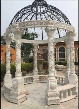 Carved Decorative Outdoor Marble Gazebo For Park, Garden, Residential & Commercial Building