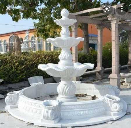 Decorative Outdoor White Marble Fountain For Residential & Commercial Building