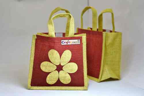 Medium Size, Multicolor, Eco Friendly Designer Jute Bags with Loop Handle for Shopping