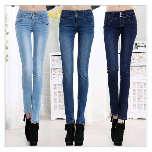 Plain Design And Anti Wrinkle Women Jeans For Formal And Party Wear