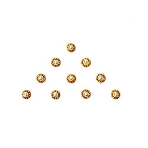 Special Golden Round Velvet And Crystal Stone Ladies Party Wear Self Adhesive Bindi