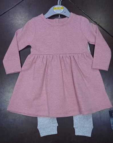 100% Pure Cotton, Casual Wear, Plain, Pink Color Kids Churidar Suit
