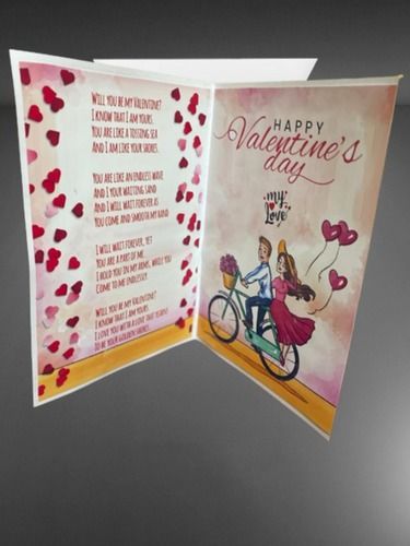 Designer and Printed Pattern Rectangular Shape Valentine Day Red Card